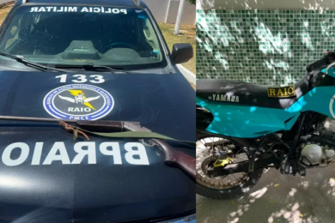 Arma de fogo foi apreendida pelo RAIO em Missão Velha e moto clonada em Porteiras