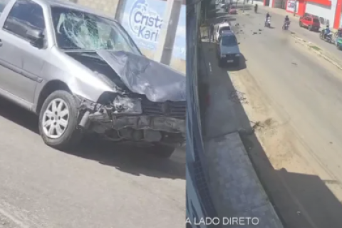Acidente envolvendo carro e moto é registrado na Avenida Ailton Gomes nesta segunda-feira (4)