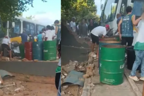 Ônibus perde controle e atinge muro de escola em Juazeiro do Norte; estudante e vendedor ficam feridos